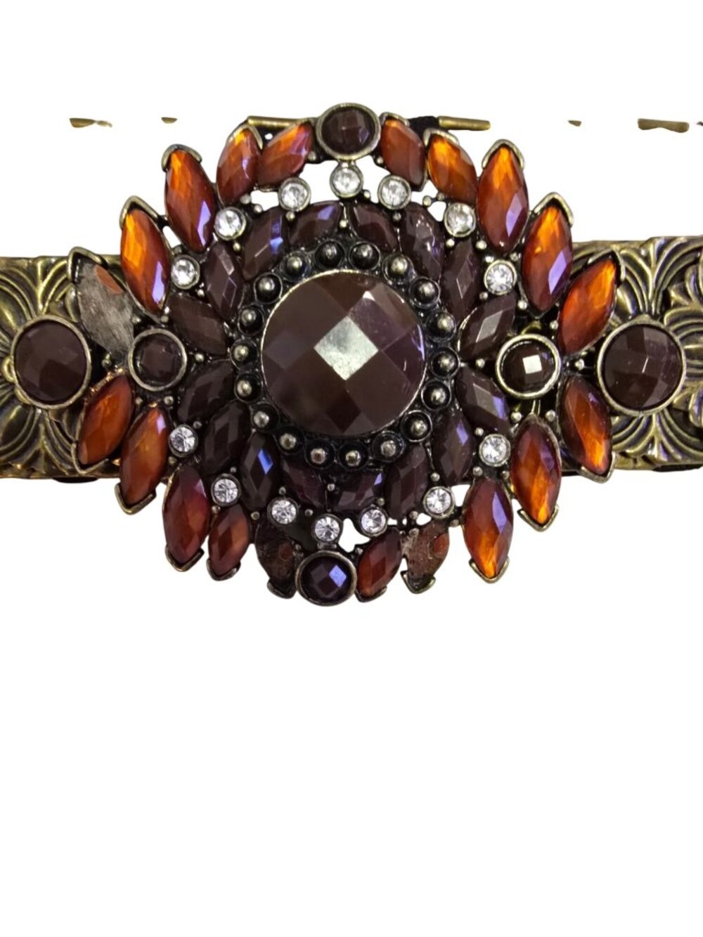 Vintage Jeweled and Metal Floral Belt Adjustable 33"  Boho Fairy READ - Picture 3 of 11